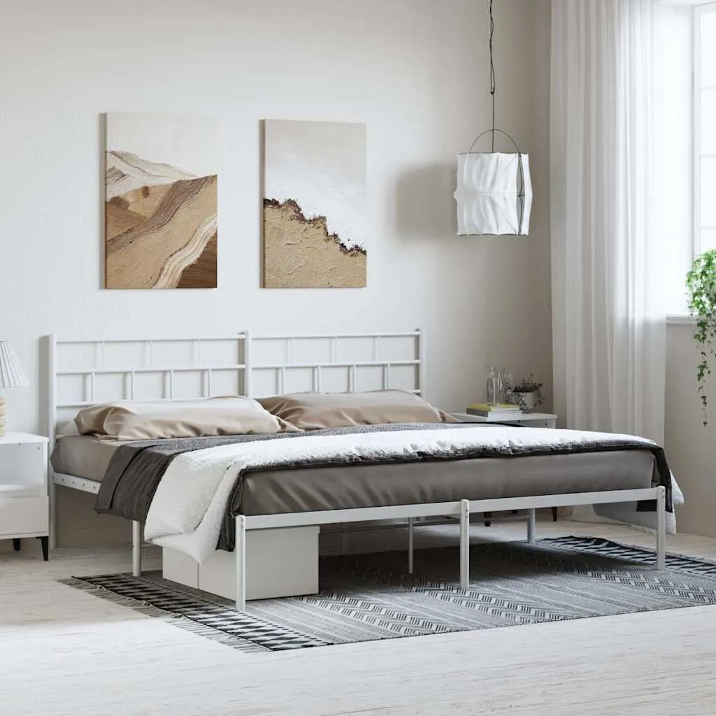 vidaXL Metalni okvir za krevet s uzglavljem bijeli 193x203 cm - Venlo