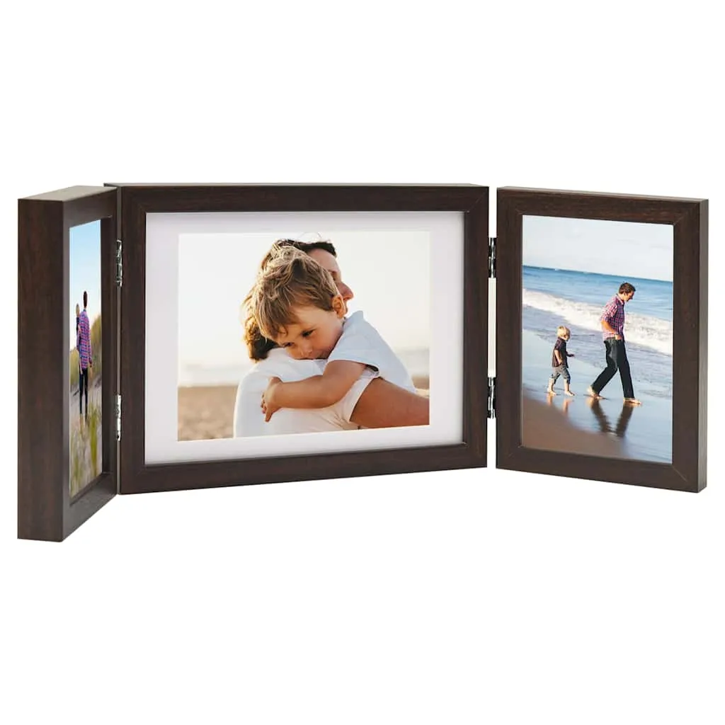 vidaXL Trodijelni okvir za fotografije smeđi 22x15 cm + 2 x (10x15 cm) - Venlo