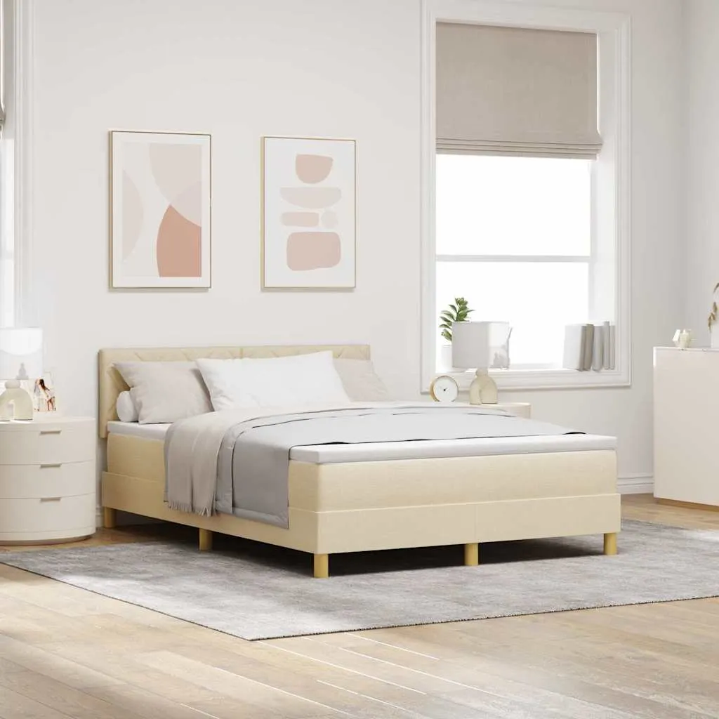 vidaXL Krevet s opruga kutije s jastukom Krema 160 x 200 cm tkanina - Venlo
