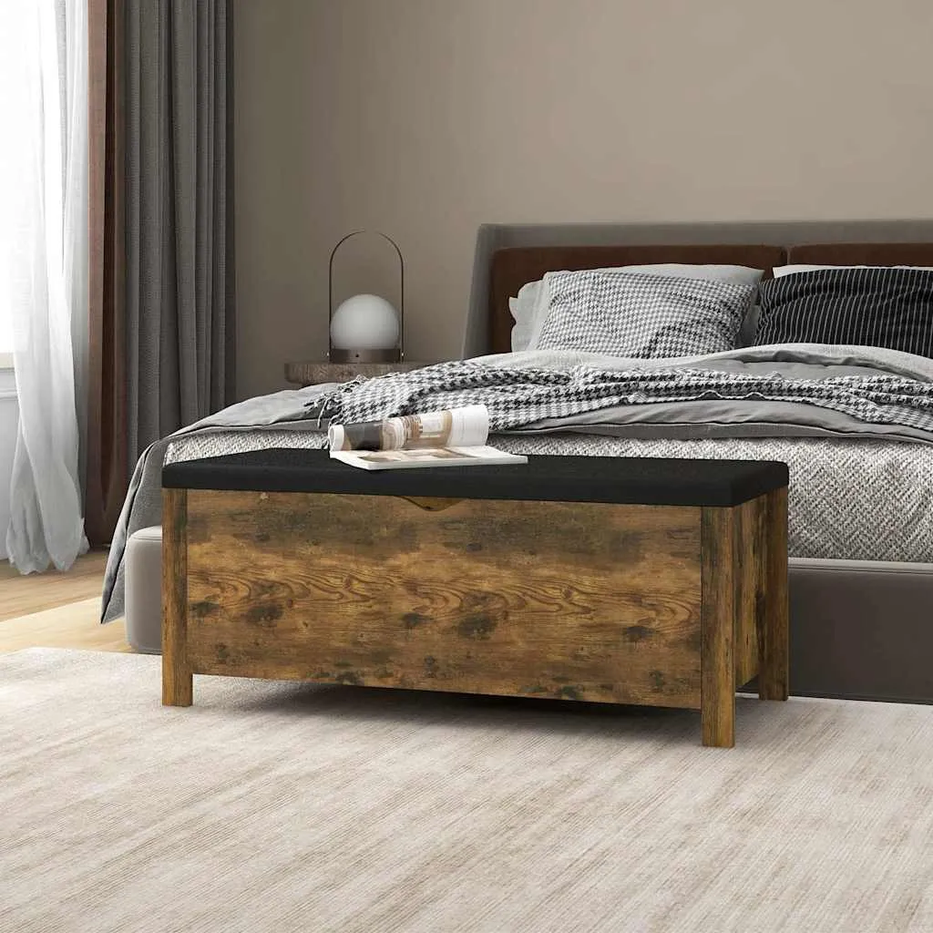vidaXL Kutija za pohranu s jastukom boja hrasta 105x40x45 cm drvena - Venlo