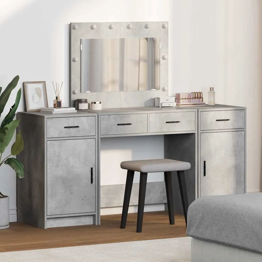 vidaXL Toaletni stol 3 kom. Siva 78,5 x 41 x 135 cm Konstruirano drvo - Venlo