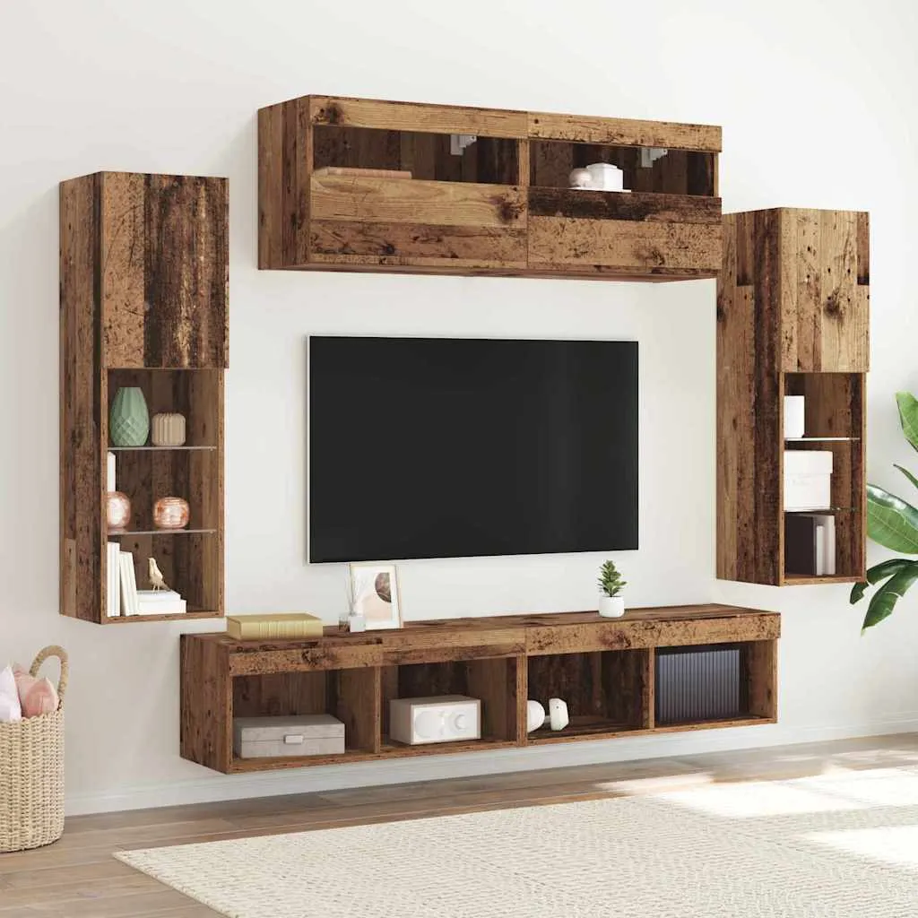 vidaXL Set TV komoda 6 kom. Staro drvo Konstruirano drvo - Venlo