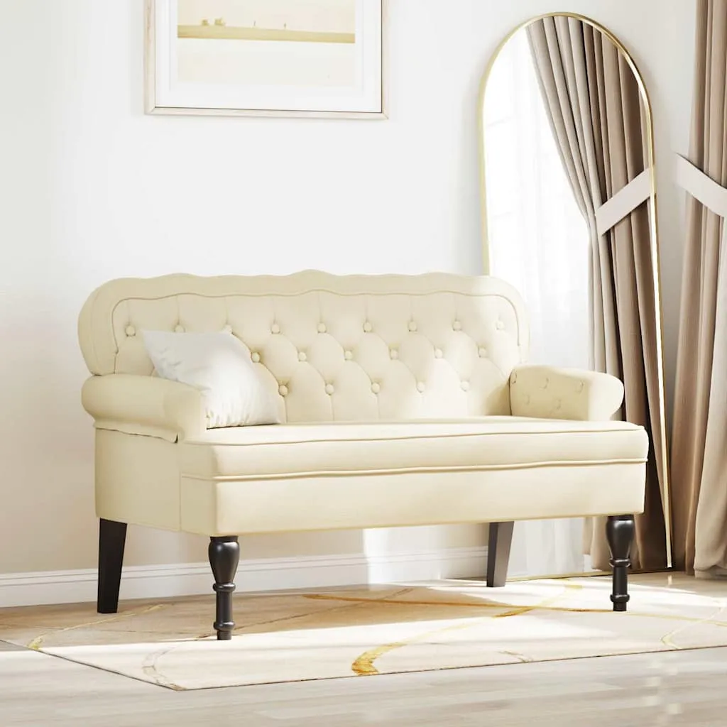 vidaXL Chesterfield klupa Krema 119,5 x 64,5 x 75 cm Lažna koža - Venlo