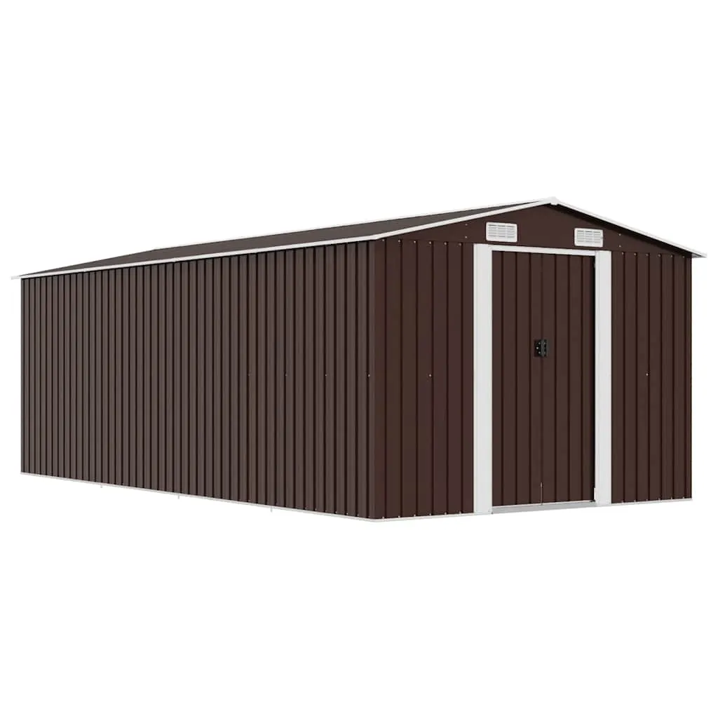 vidaXL Vrtno spremište 257 x 489 x 181 cm metalno smeđe - Venlo