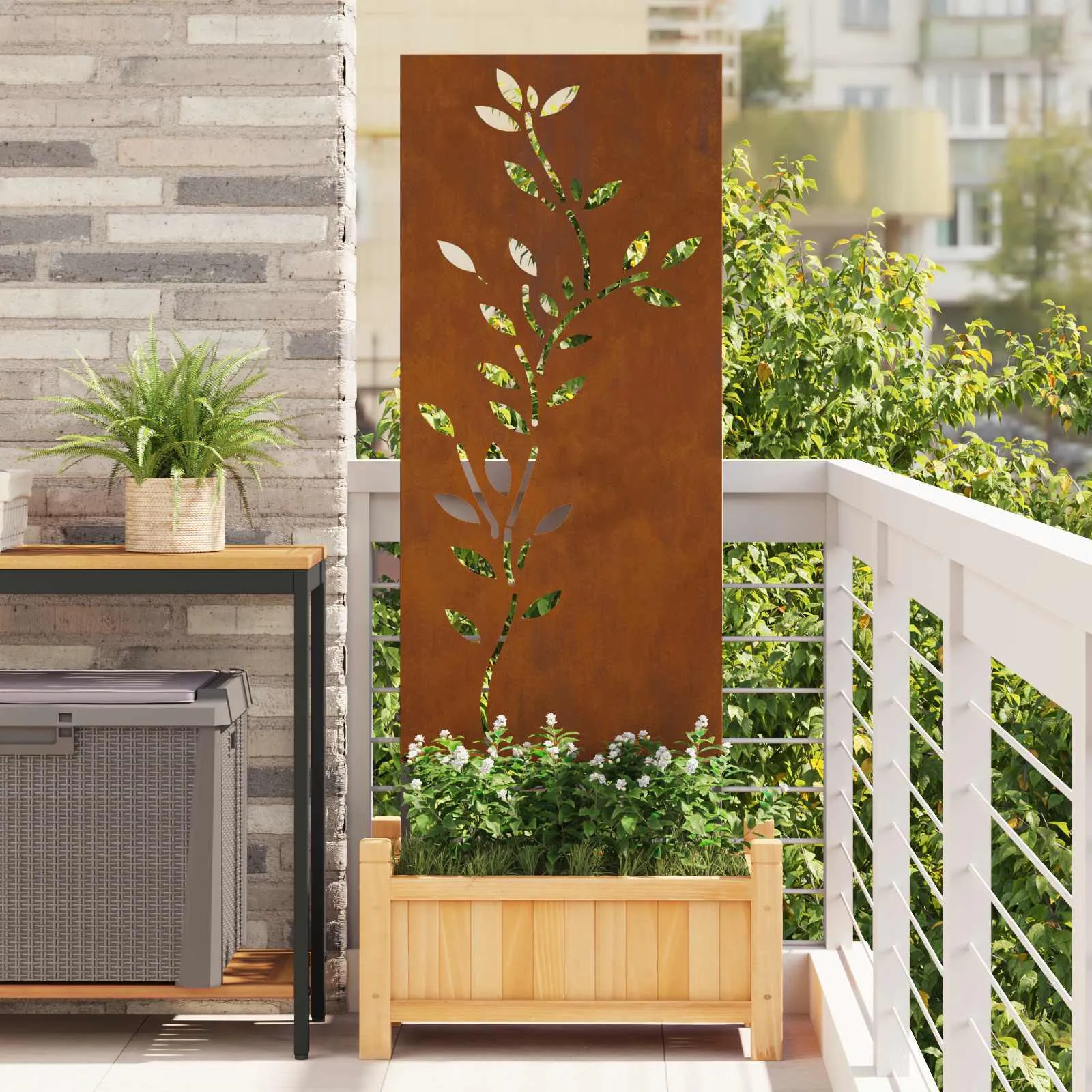vidaxl privatnost u vrtu cvjetni rđa 50 x 140 cm - slika 1
