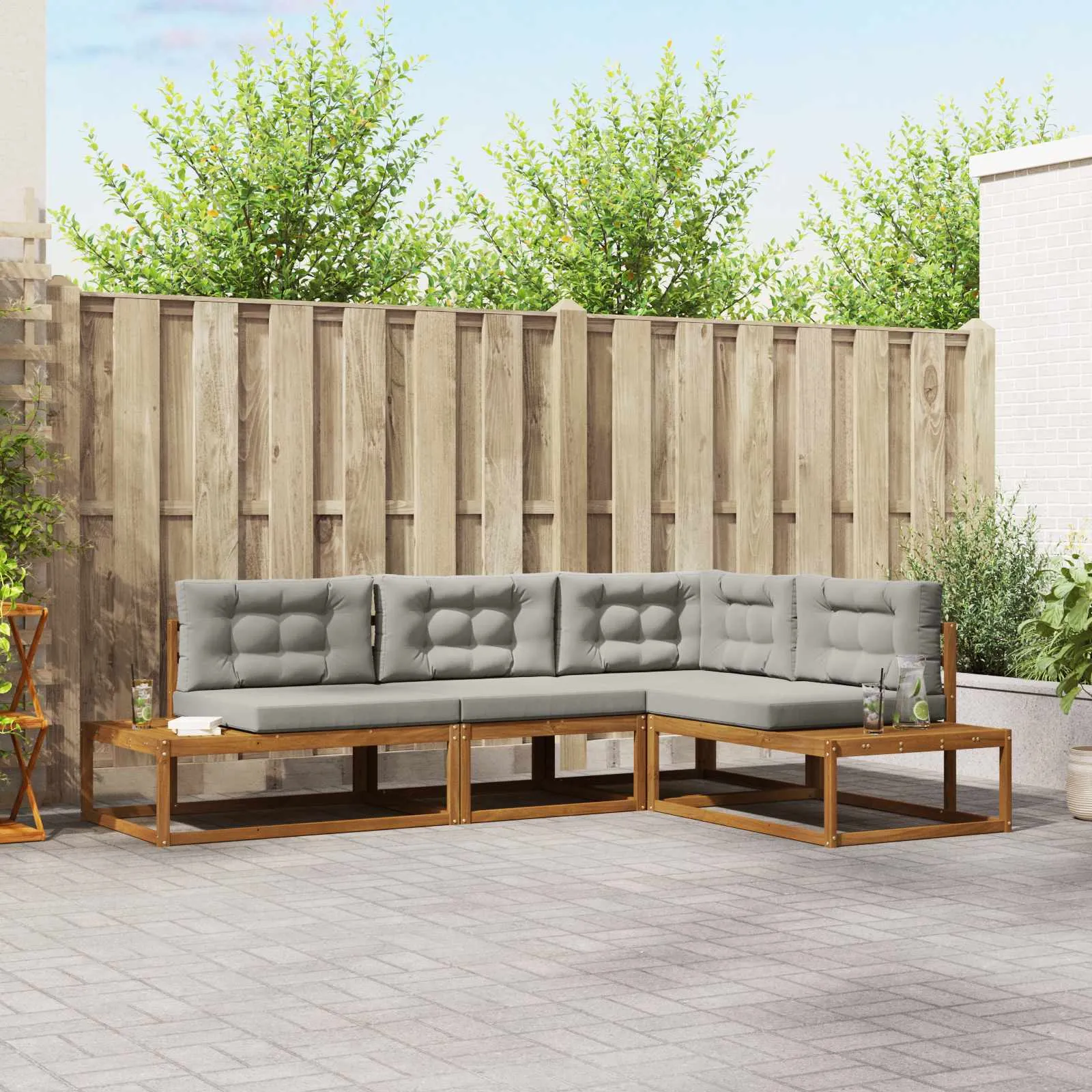 vidaXL Set vanjskih sofa Prirodna i svijetlo siva - Venlo