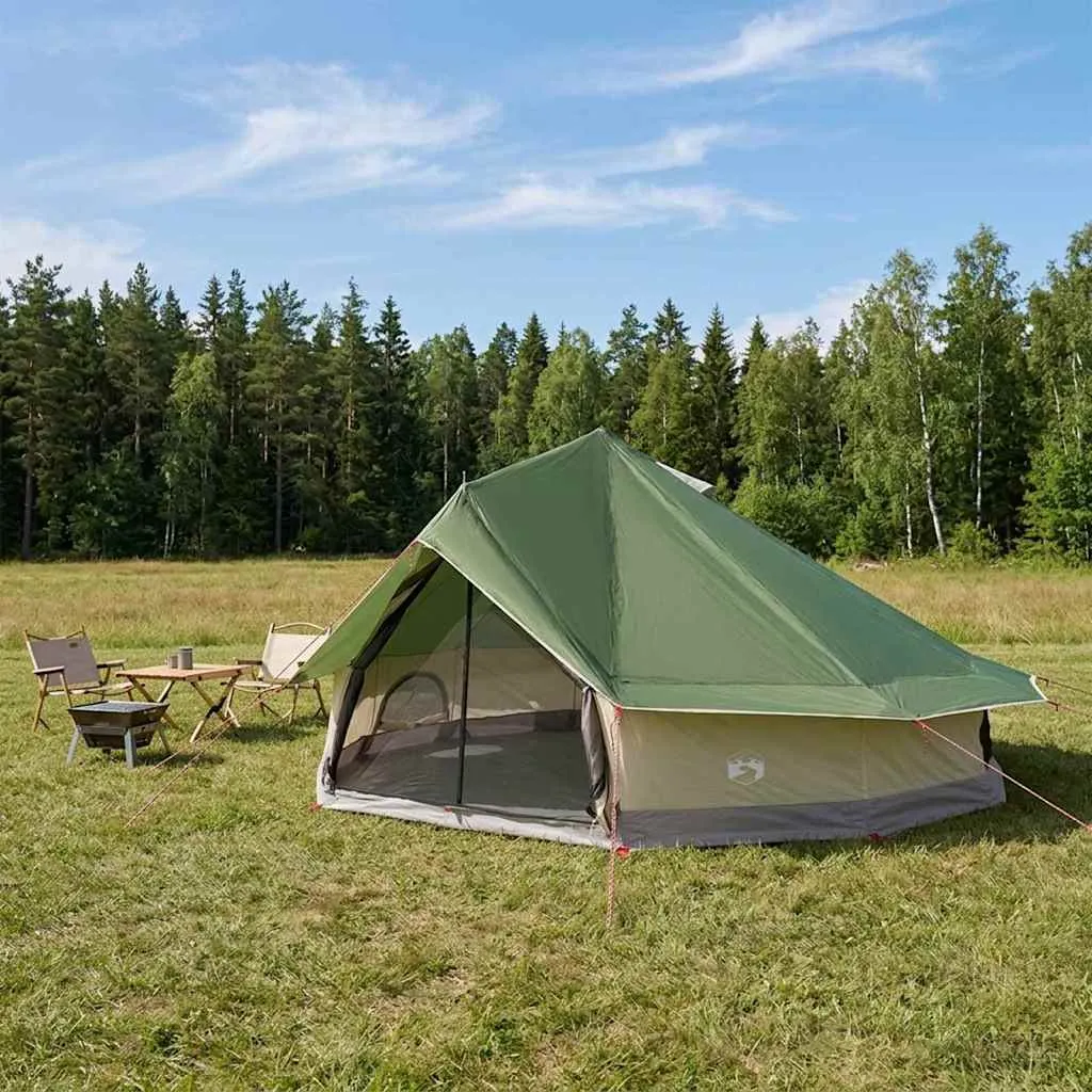 vidaxl tipi šator 20-osobni zelena poliester i čelik - slika 1