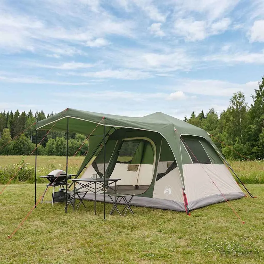 vidaxl obiteljski šator zelena 305 x 275 x 190 cm poliester i čelik - slika 1