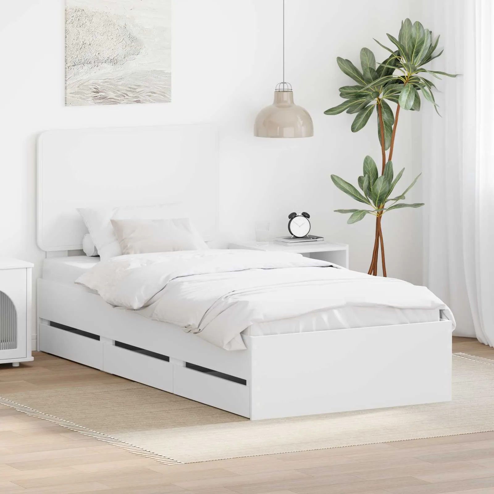 vidaXL Krevetna konstrukcija Bijelo 75 x 190 cm Inženjersko Drvo - Venlo