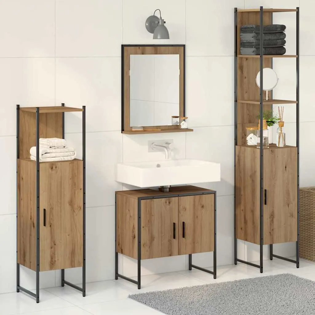 vidaXL Set namještaja za kupaonicu 4 kom. Smeđa 33 x 33 x 185,5 cm - Venlo