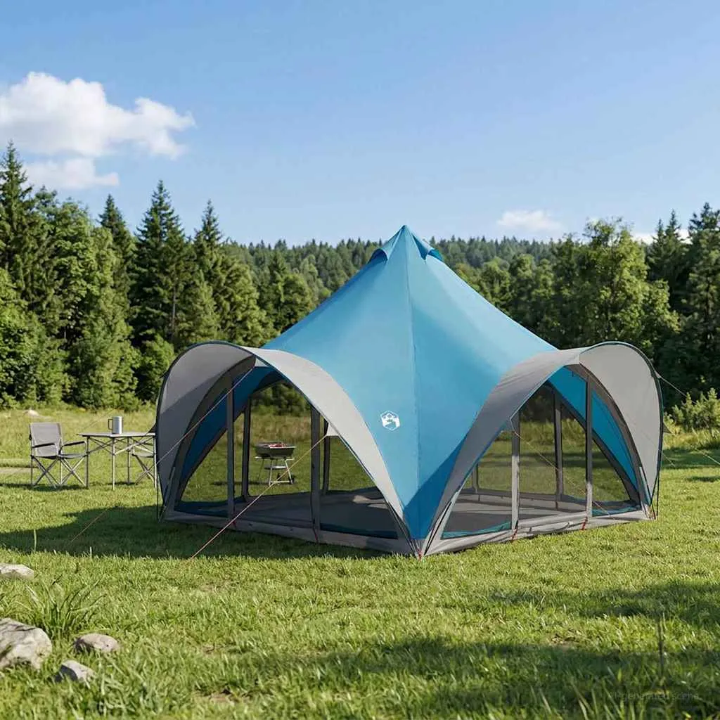 vidaxl tipi šator s krovom plava 6 osoba poliester i čelik - slika 1