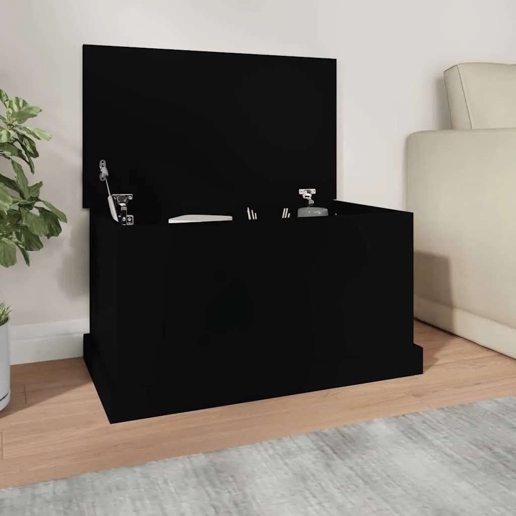vidaXL Kutija za pohranu crna 70 x 40 x 28 cm od konstruiranog drva - Venlo