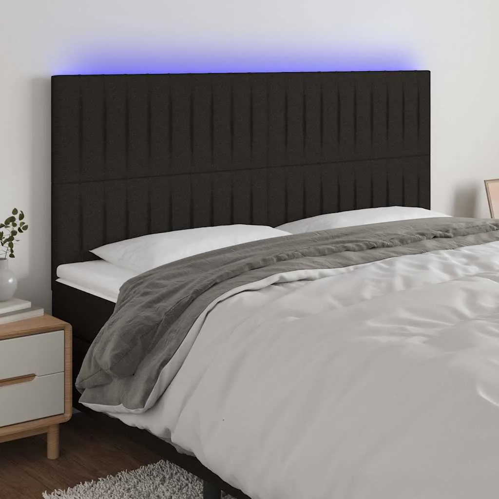 vidaXL LED uzglavlje crno 160x5x118/128 cm od tkanine - Venlo