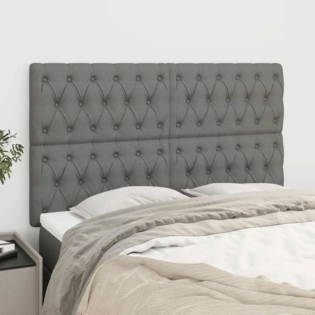 vidaXL Uzglavlje tamno sivo 160x7x118/128 cm tkanina - Venlo
