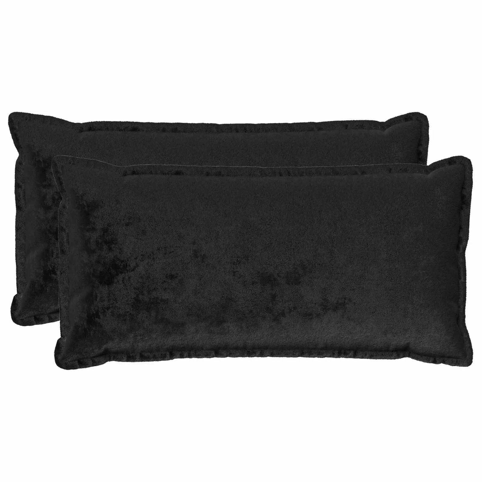 vidaxl presvlaka za jastuk 2 pcs houten crna 40 x 80 cm flanel - slika 1