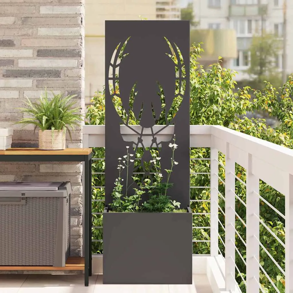 vidaxl privatnost u vrtu crna 50 x 32 x 150 cm hladno valjana čelična - slika 1