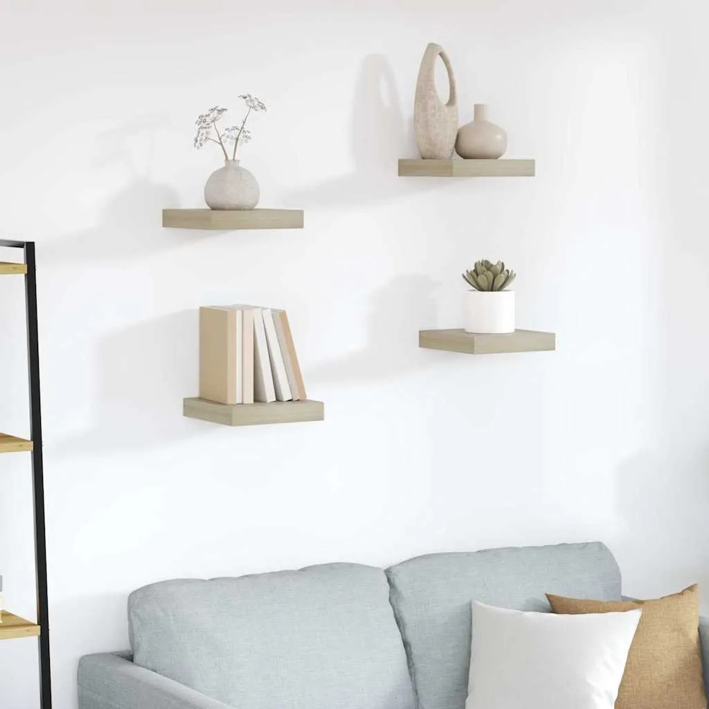 vidaXL Plutajuće zidne police 4 kom boja hrasta 23 x 23,5 x 3,8 cm MDF - Venlo