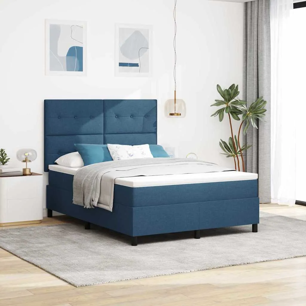 vidaXL Krevet s opruga kutije s uzglavljem Plava 140 x 190 cm tkanina - Venlo