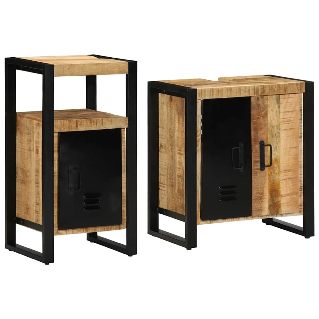 vidaXL Set namještaja za kupaonicu 2 kom. Smeđa i crna 55 x 35 x 60 cm - Venlo