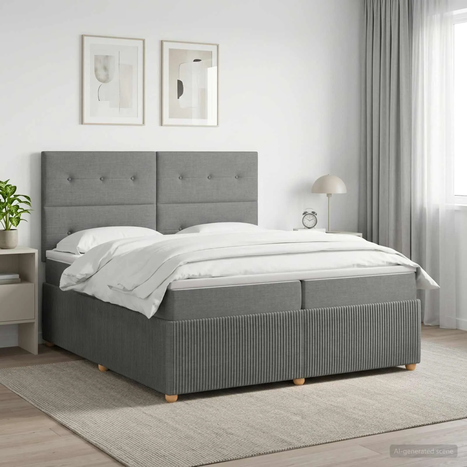 vidaXL Boxspring krevet s madracem Tamnosiva 200 x 200 cm Tkanina - Venlo