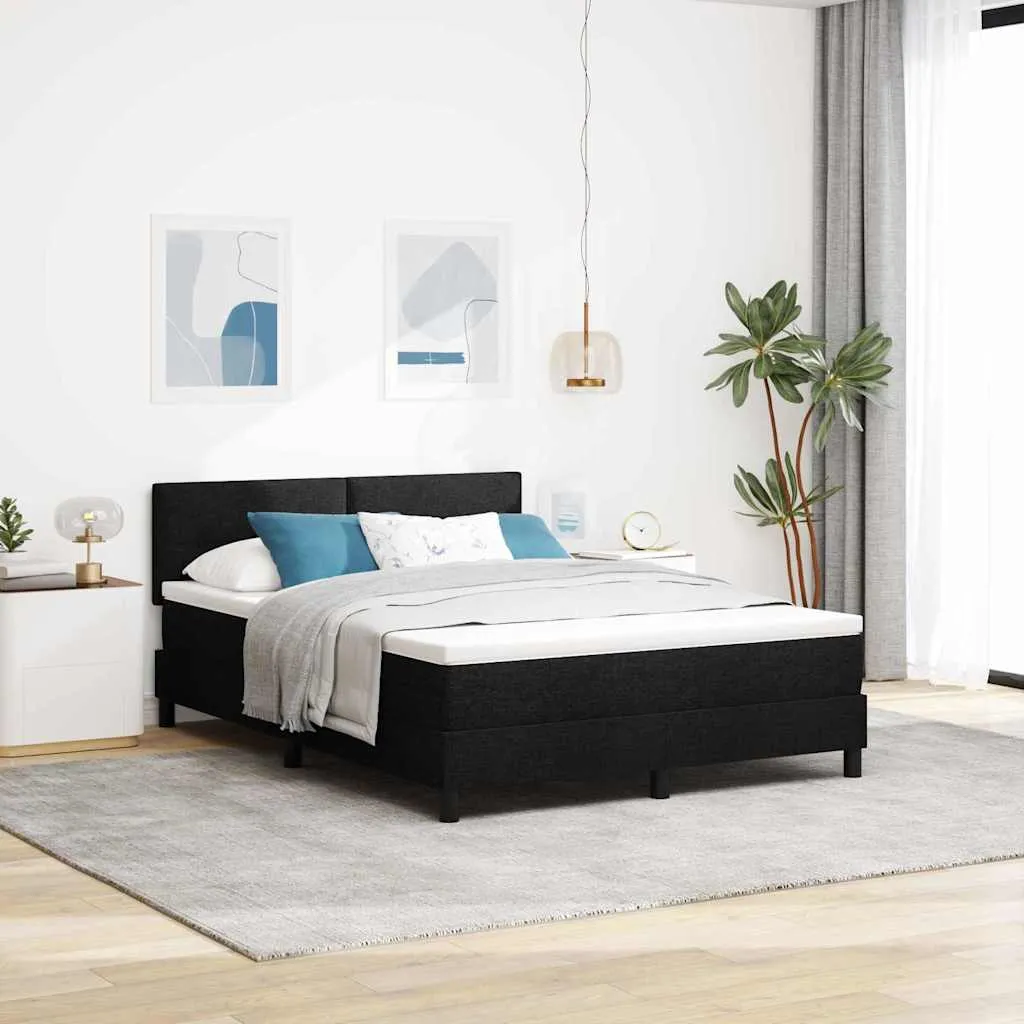 vidaXL Krevet s opruga kutije s uzglavljem Crna 160 x 200 cm tkanina - Venlo