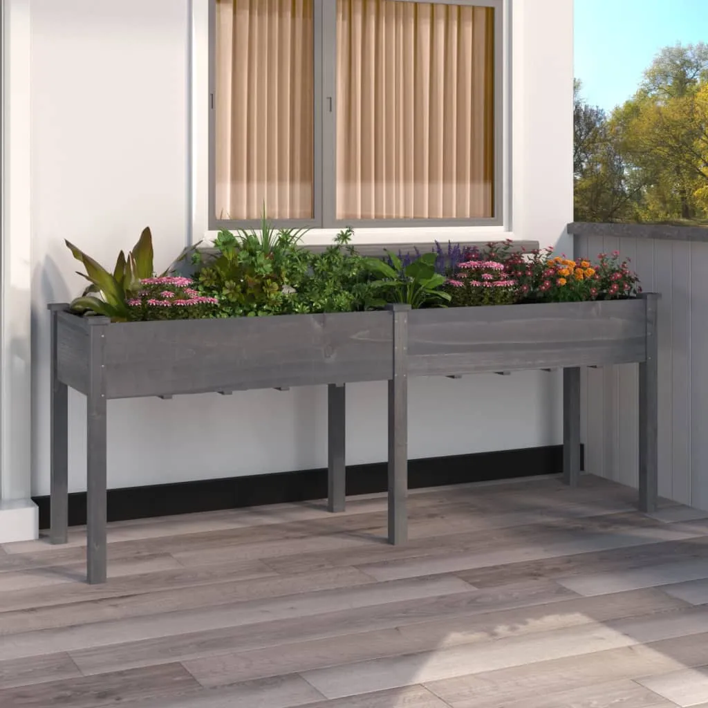vidaXL Sadilica s oblogom siva 203 x 53 x 76 cm od masivne jelovine - Venlo