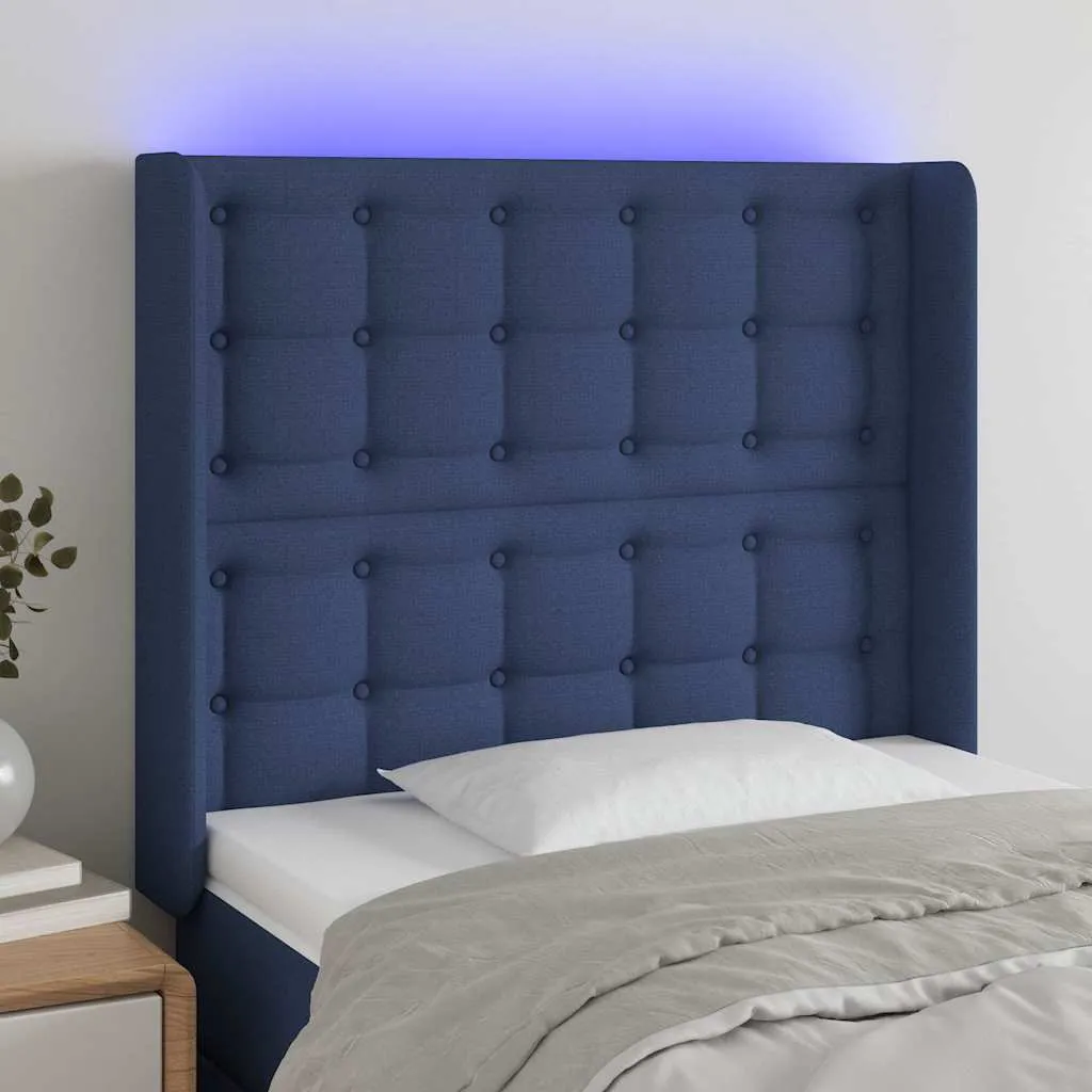 vidaXL LED uzglavlje plavo 103 x 16 x 118/128 cm od tkanine - Venlo