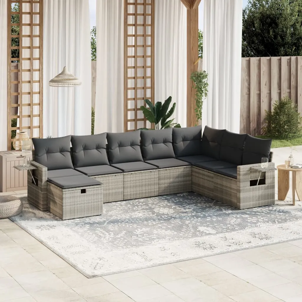 vidaXL 8-dijelni set vrtnih sofa od poliratana s jastucima svjetlosivi - Venlo