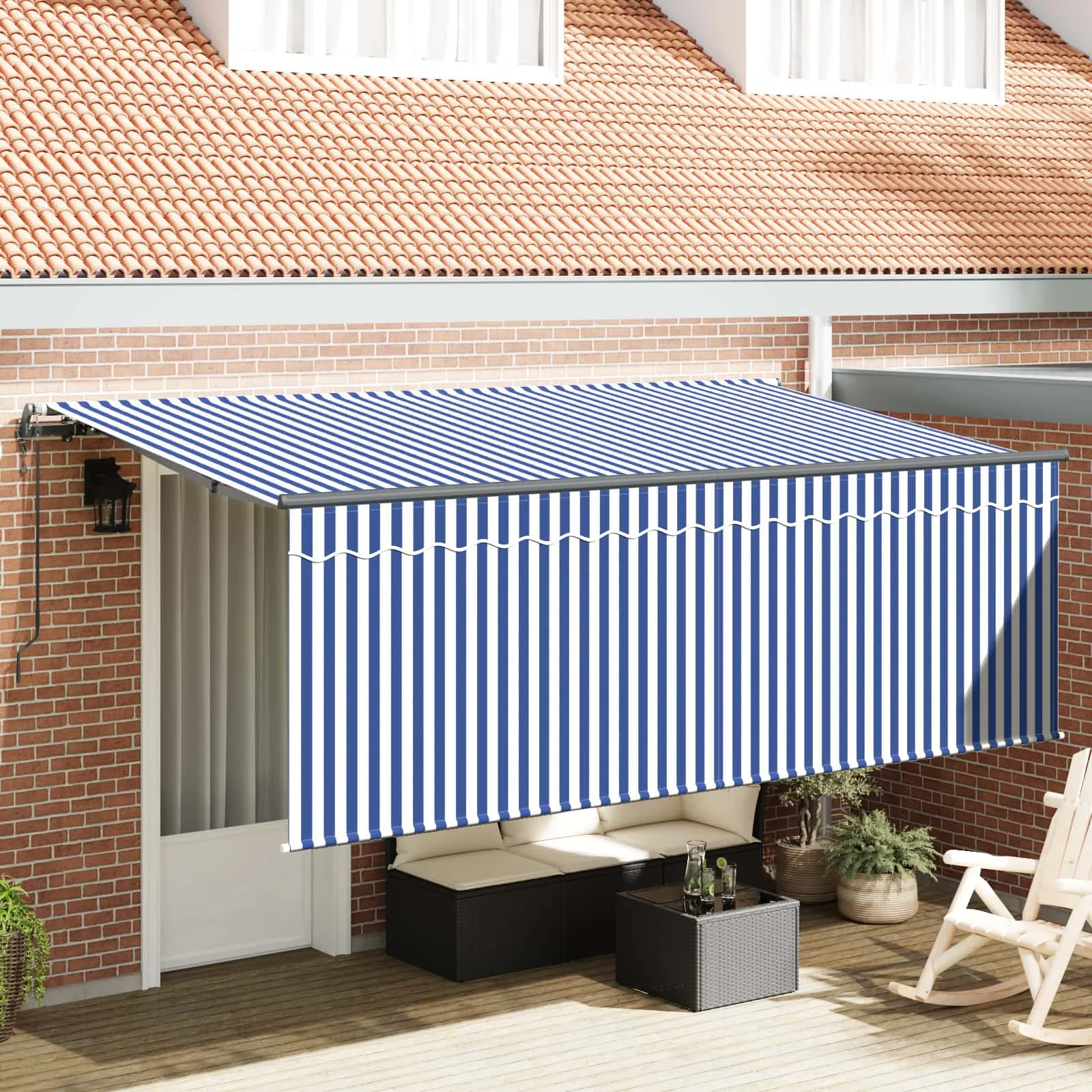vidaXL Povlačivi tende Plava i bijela 350 x 200 cm - Venlo