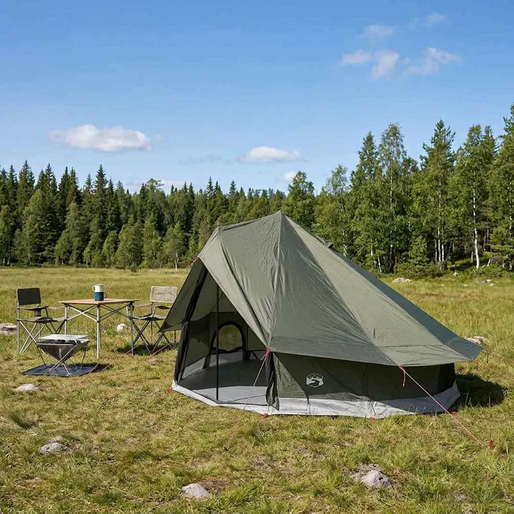 vidaxl tipi šator 18-osobni maslinasto zelena poliester i čelik - slika 1