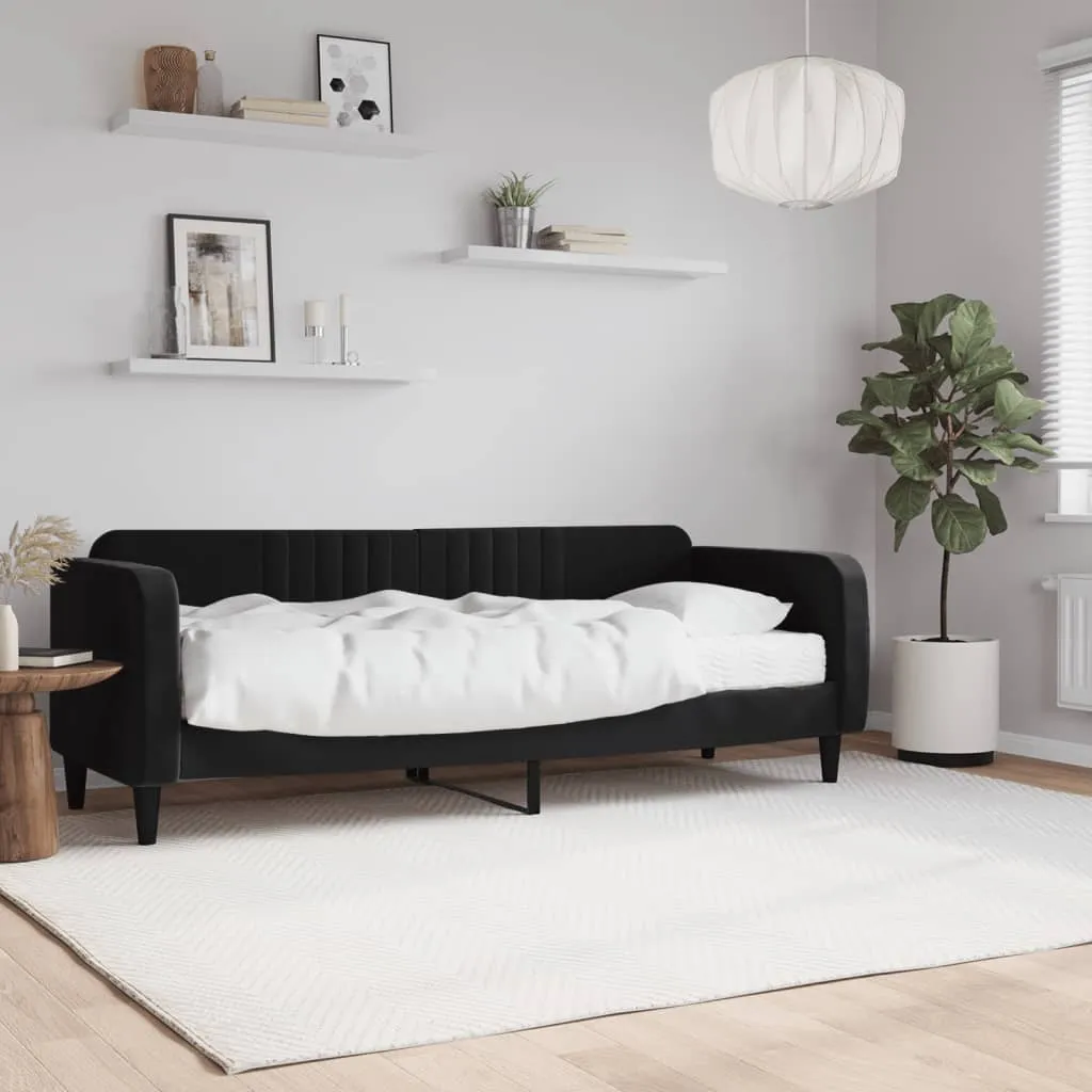 vidaXL Dnevni krevet s madracem crni 80 x 200 cm baršunasti - Venlo