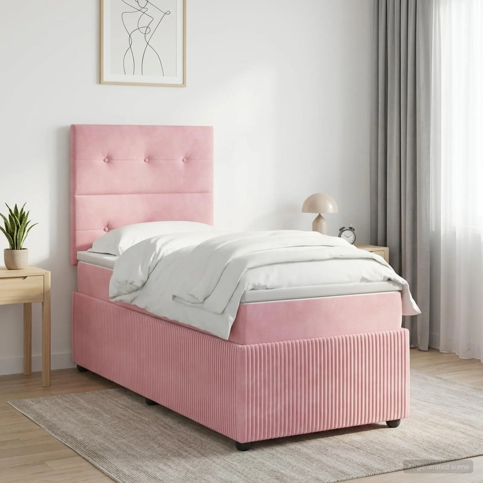 vidaXL Boxspring krevet s madracem Ružičasta 80 x 200 cm Baršun - Venlo
