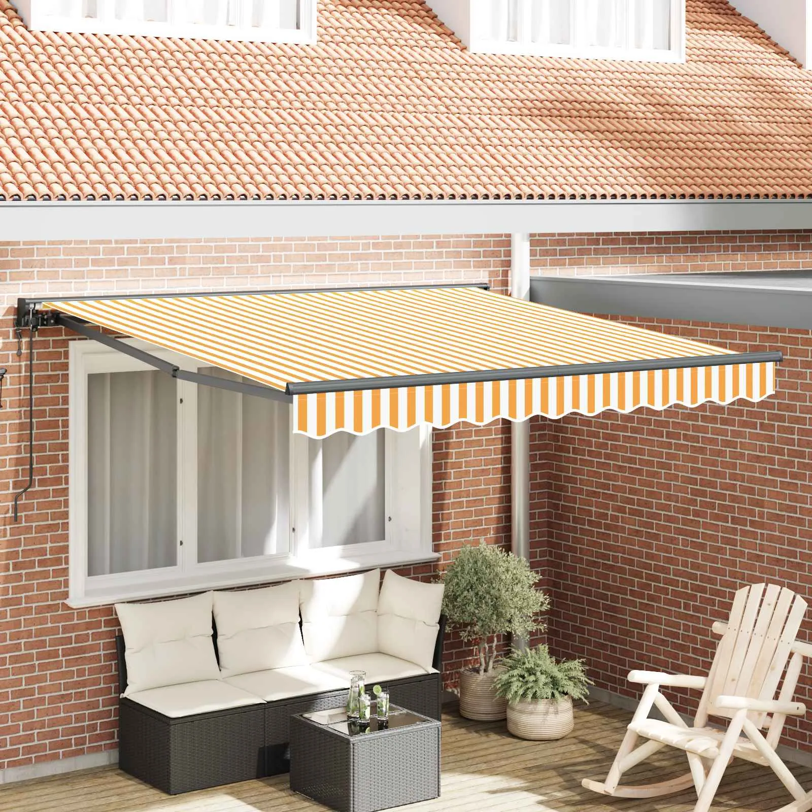 vidaXL Okvir tende Žuta i bijela 300 x 250 cm Poliester s PU premazom - Venlo