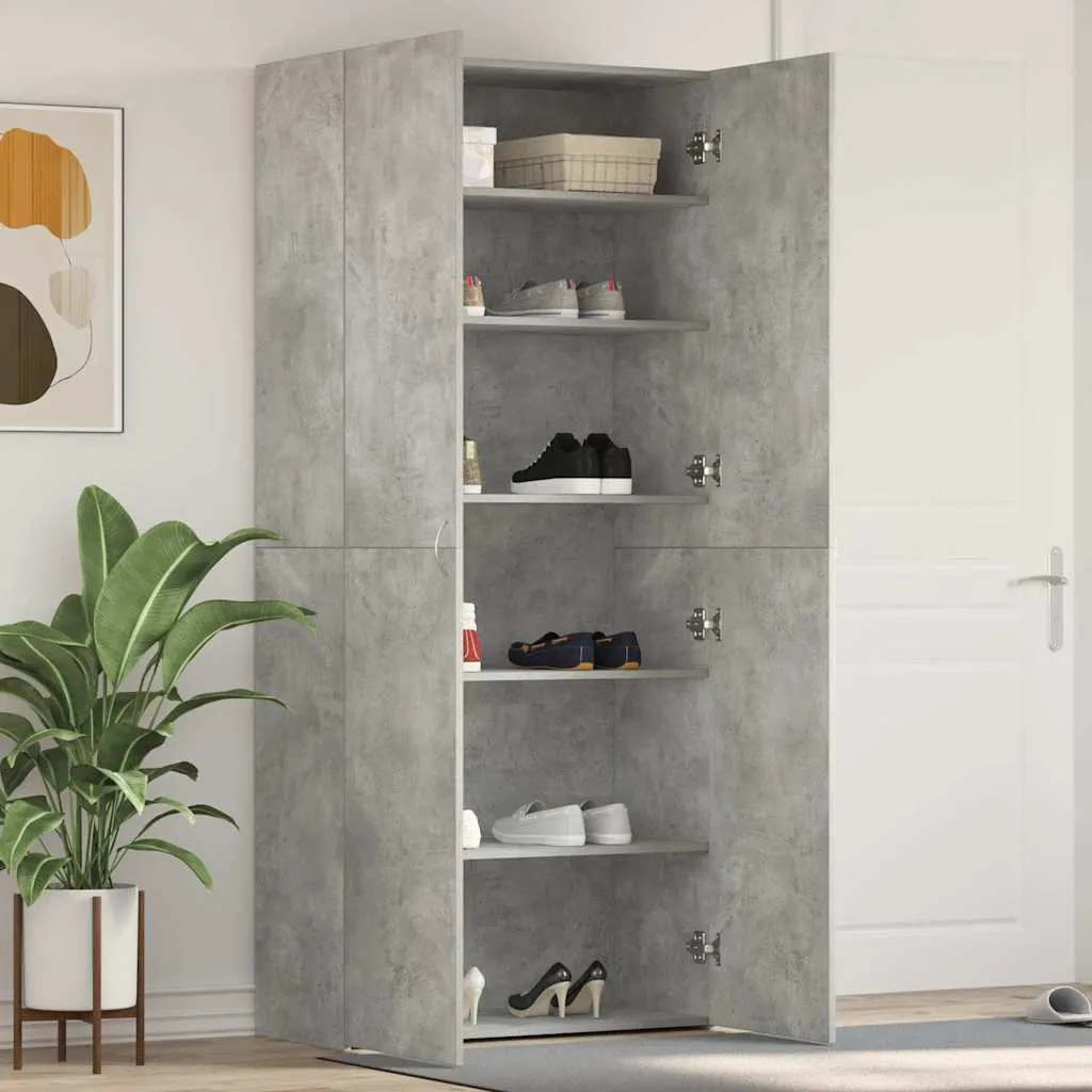 vidaXL Ormar za cipele 80 x 35.5 x 180 cm Konstruirano drvo Siva - Venlo