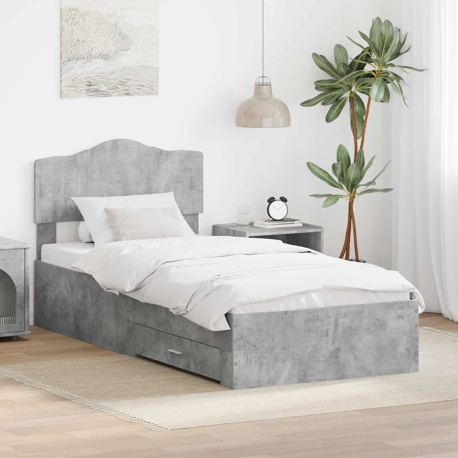 vidaXL Krevetna konstrukcija s ladicama Betonski sivi 90 x 200 cm - Venlo