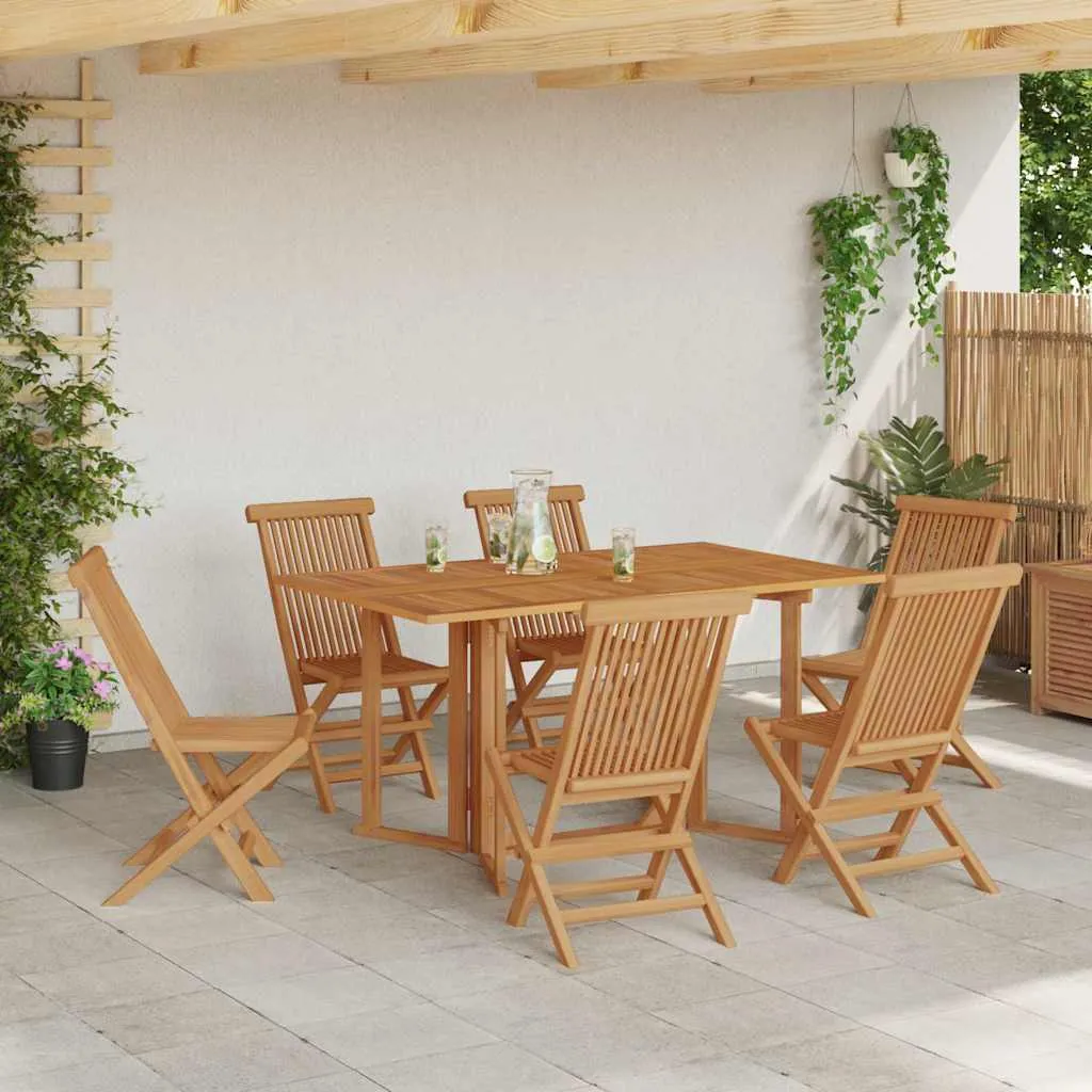 vidaXL Vrtni set za objed 7 kom. Smeđa Čvrsto teak drvo - Venlo