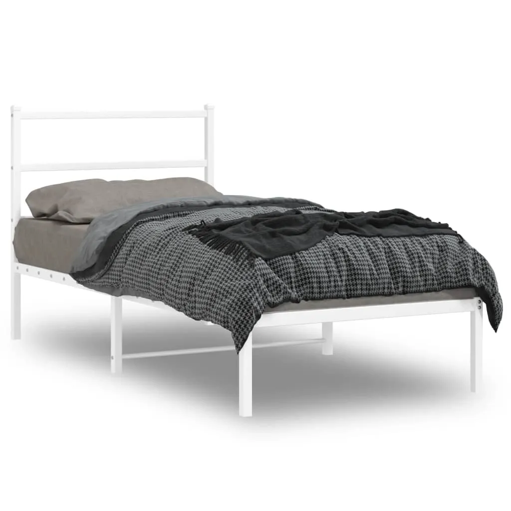 vidaXL Metalni okvir za krevet s uzglavljem bijeli 90 x 190 cm - Venlo
