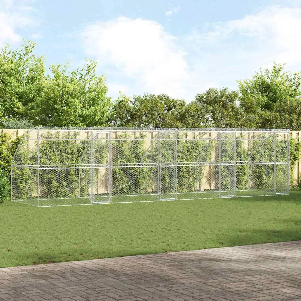 vidaXL Kućica za pse 4 kom. Srebrna 8 x 2 x 2 m Pocinčani čelik - Venlo