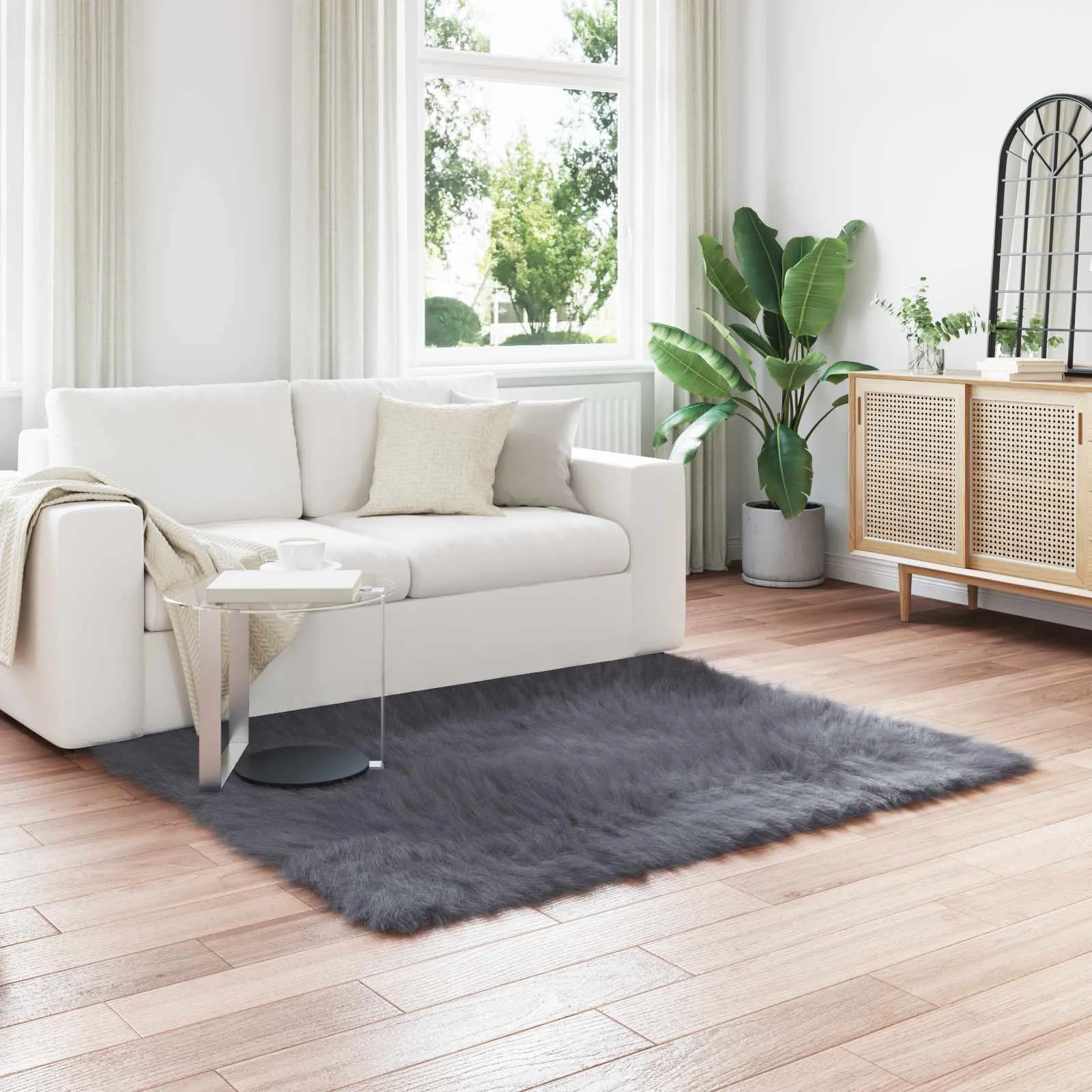 vidaXL Tepih od umjetne ovčje kože TAFALLA Antracit 160 x 160 cm - Venlo