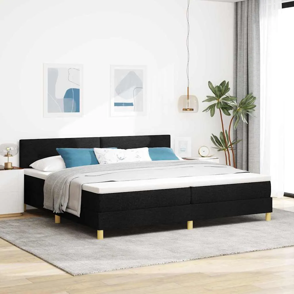 vidaXL Krevet s opruga kutije s jastukom Crna 200 x 200 cm tkanina - Venlo