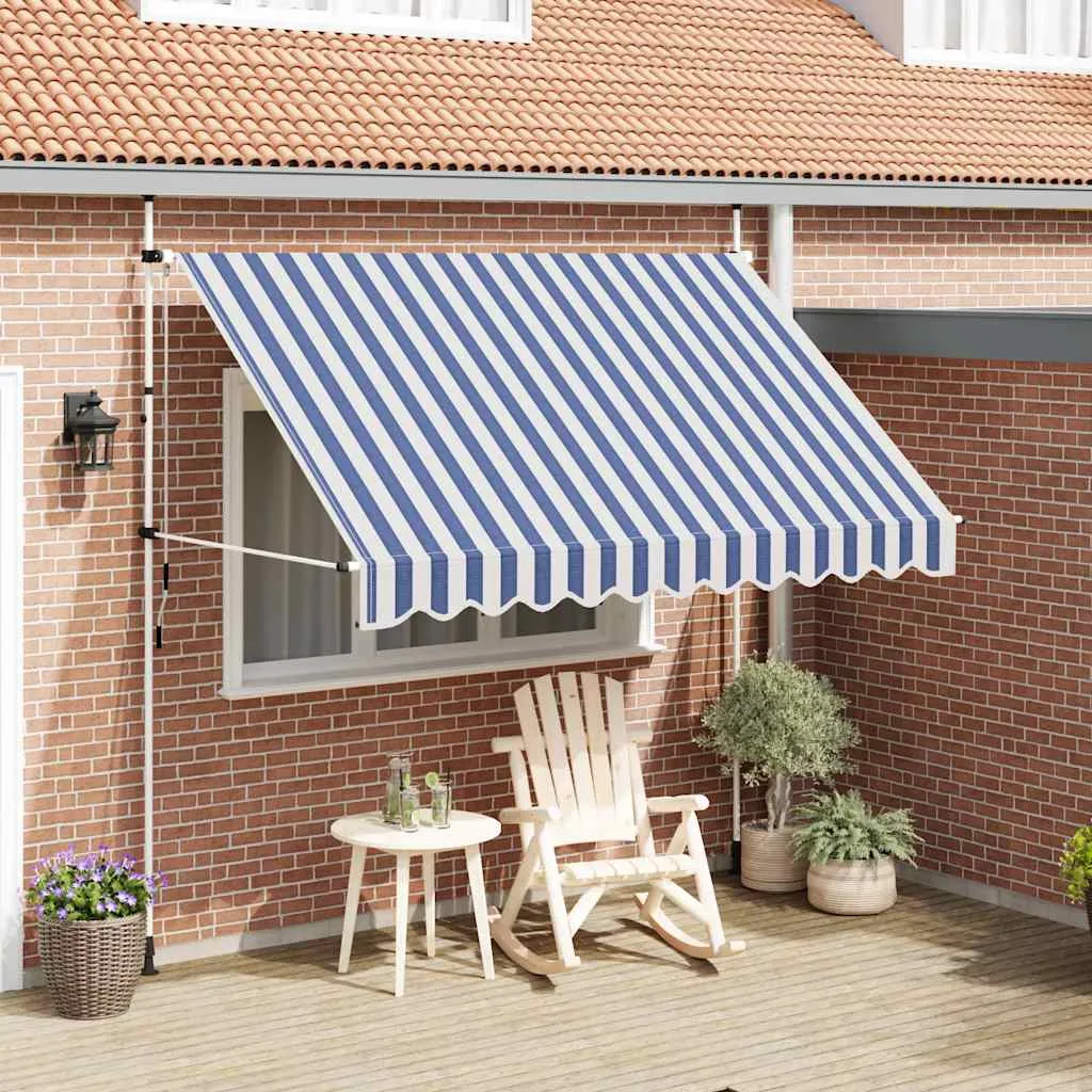 vidaXL Tenda na ručno uvlačenje 300 cm plavo-bijela prugasta - Venlo