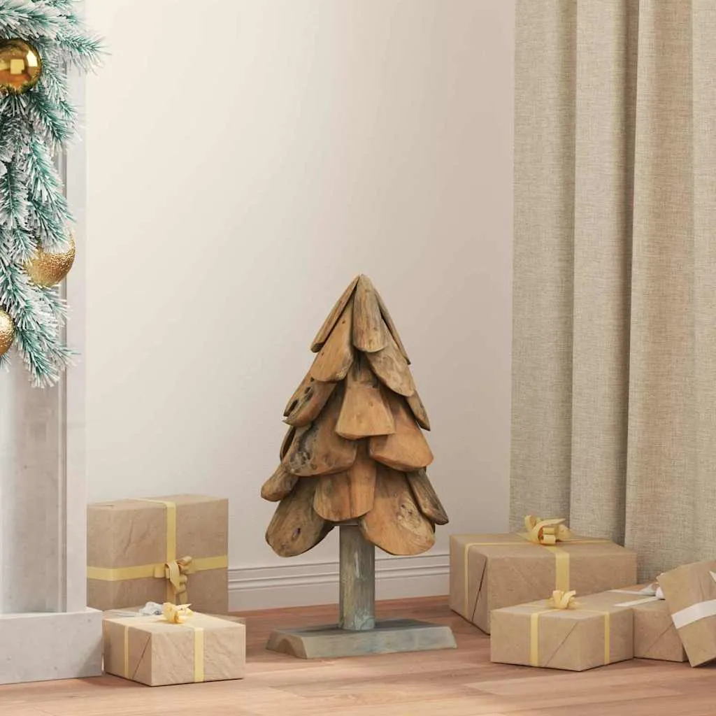 vidaxl božićno drvce smeđa 61 cm masivna tikovina - slika 1