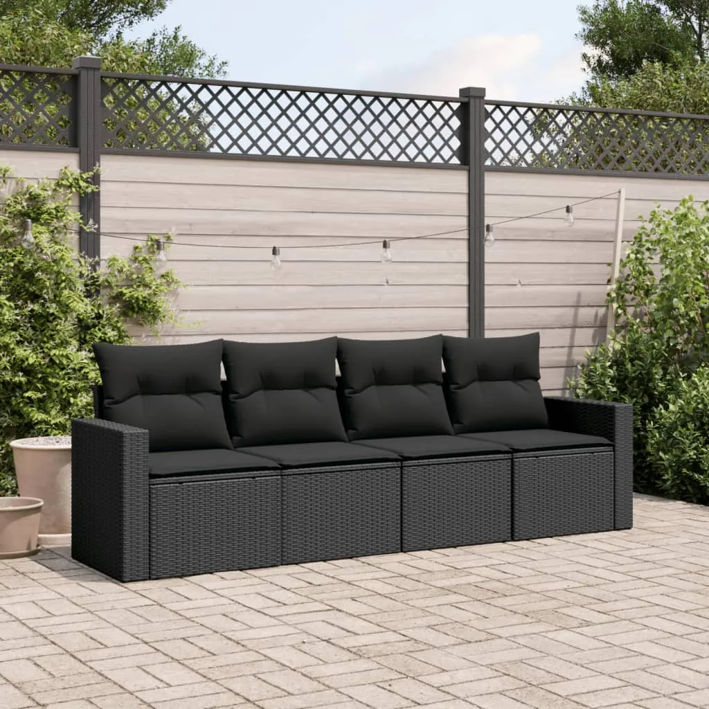 vidaXL 4-dijelni set vrtnih sofa od poliratana s jastucima crni - Venlo