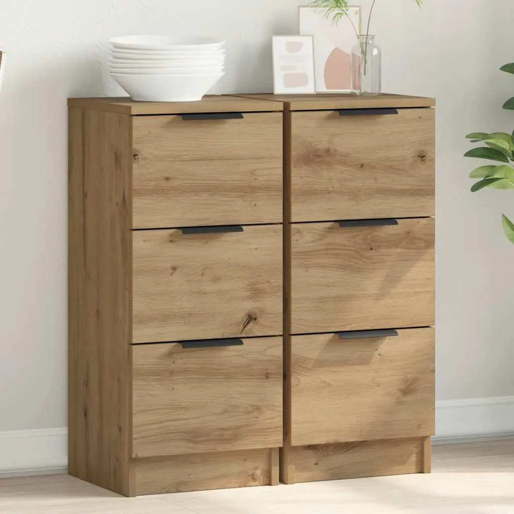 vidaxl komoda 2 kom artisan hrast 30x30x70 cm konstruirano drvo - slika 1