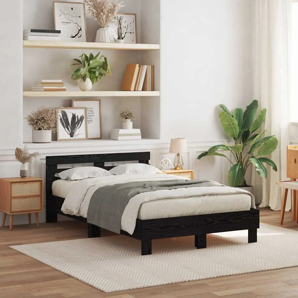 vidaXL Krevetna konstrukcija Crni hrast 120 x 200 cm Konstruirano drvo - Venlo