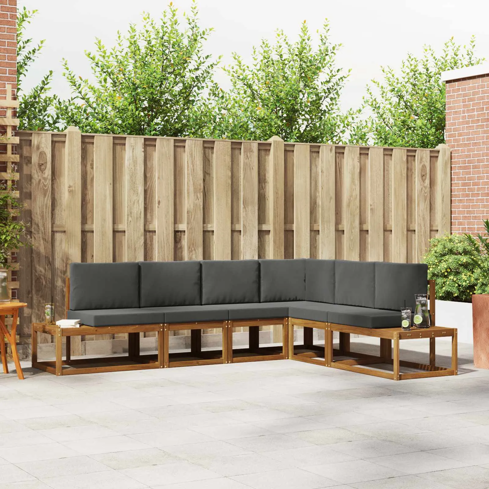 vidaXL 6 kom. Set vanjskih sofa Čvrsto drvo akacije i poliester - Venlo