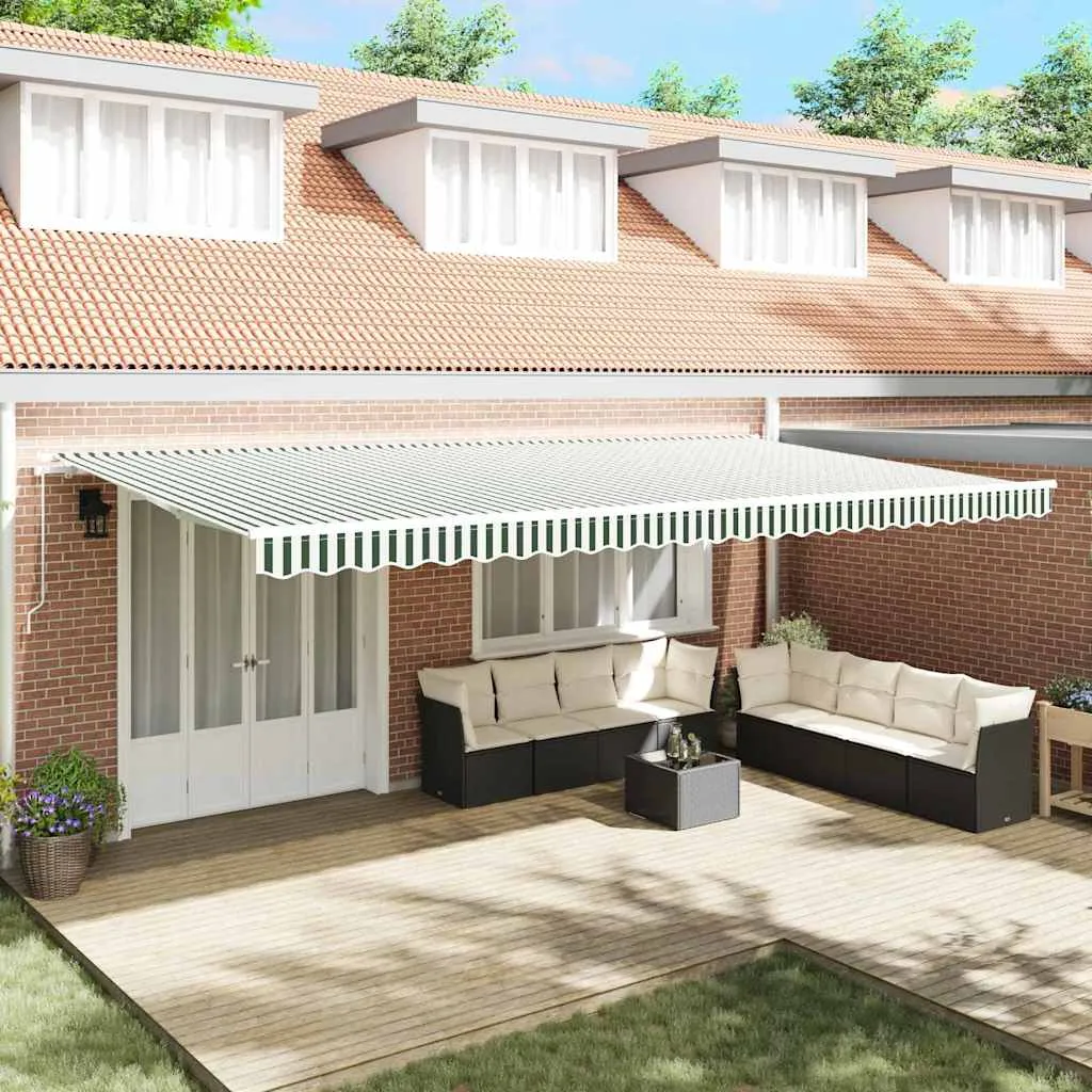 vidaXL Povlačivi tende Zelena i bijela 600 × 300 cm - Venlo