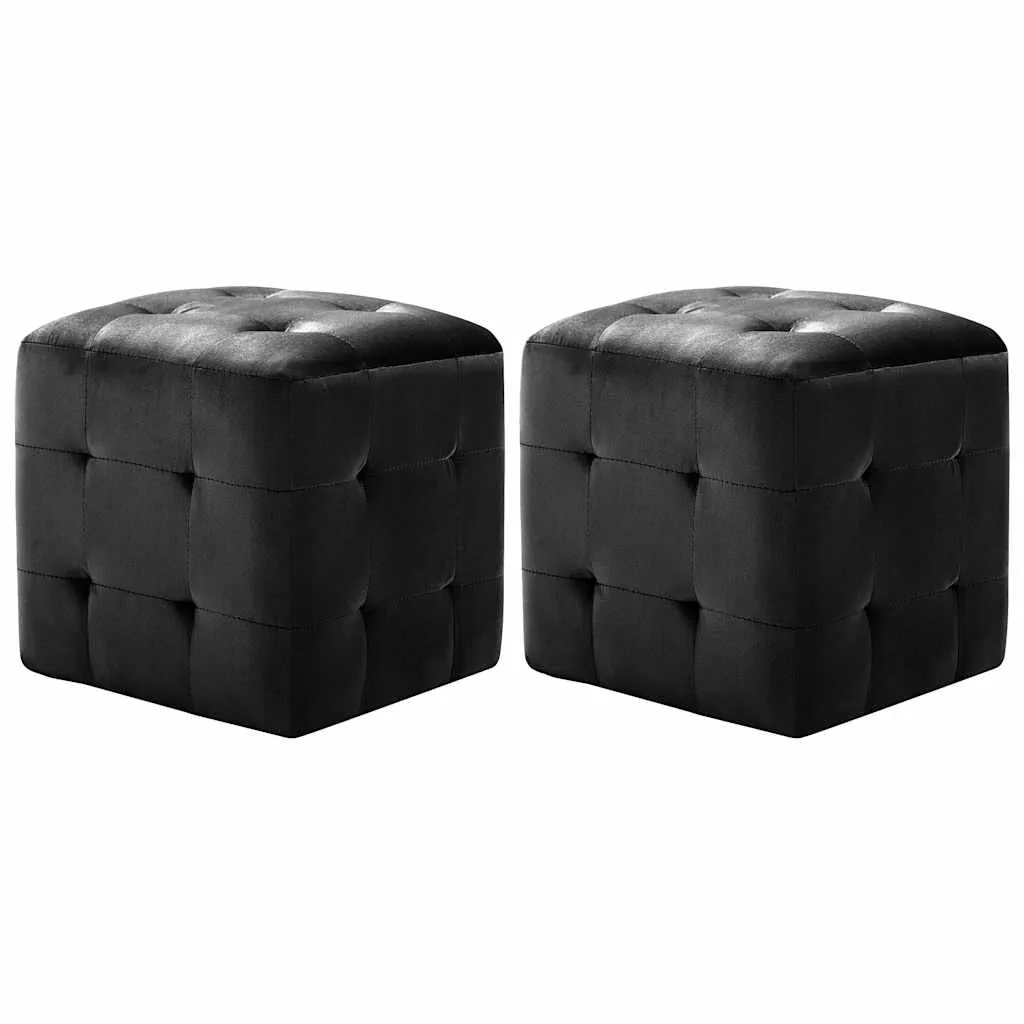 vidaxl tabure 2 kom crni 30 x 30 x 30 cm od baršunaste tkanine - slika 1