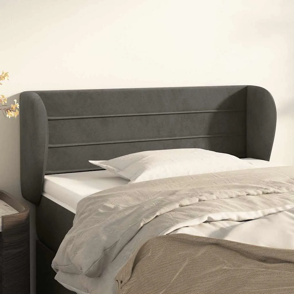 vidaXL Uzglavlje s ušima tamnosivo 83x23x78/88 cm baršunasto - Venlo