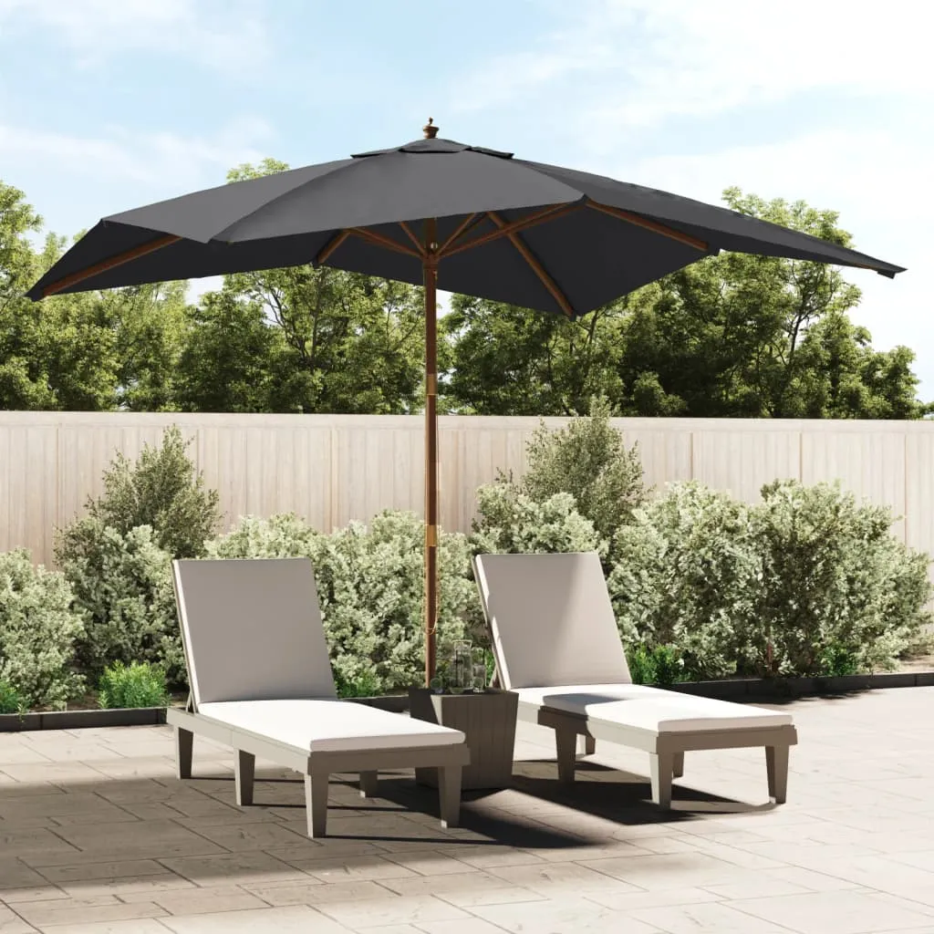 vidaXL Vrtni suncobran s drvenim stupom crni 300x300x273 cm - Venlo